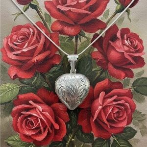 925  Silver Heart Locket Necklace stamped both ends Sale Today
